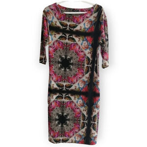 ETRO Wool Blend Floral Paisley Art to Wear 3/4 Sleeve Sheath Dress 44 IT or 8 US